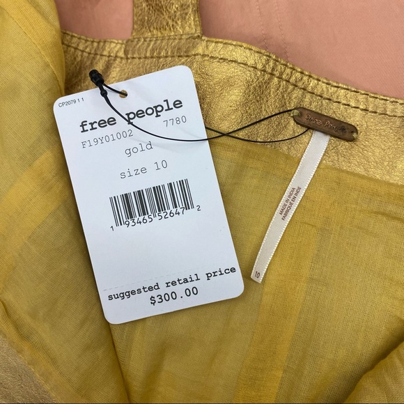 NWT Free People Women's Goldie Leather Mini Dress Gold - Picture 8 of 8